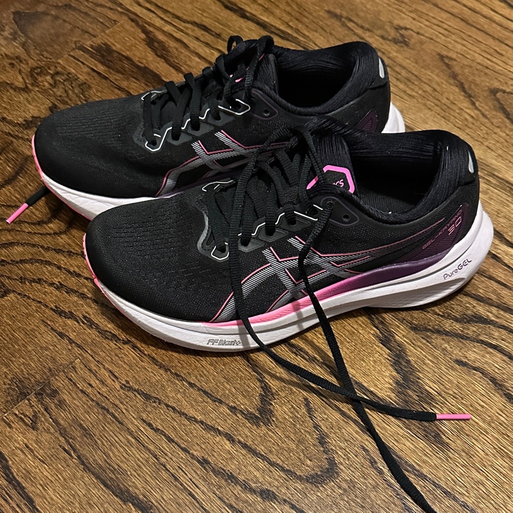 Asics Black and Pink Athletic Shoes